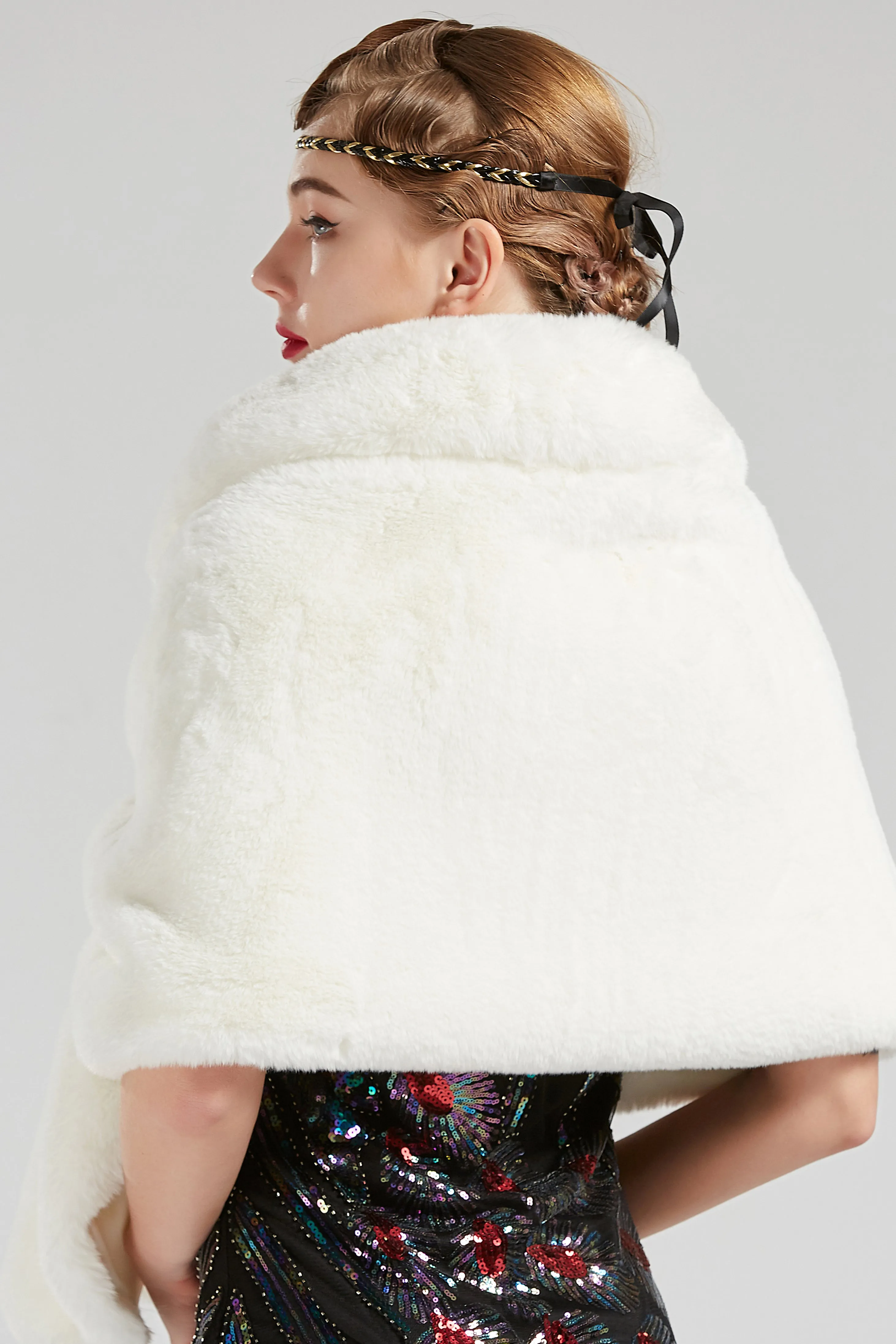 1920s Faux Fur Scarf Wrap Evening Cape