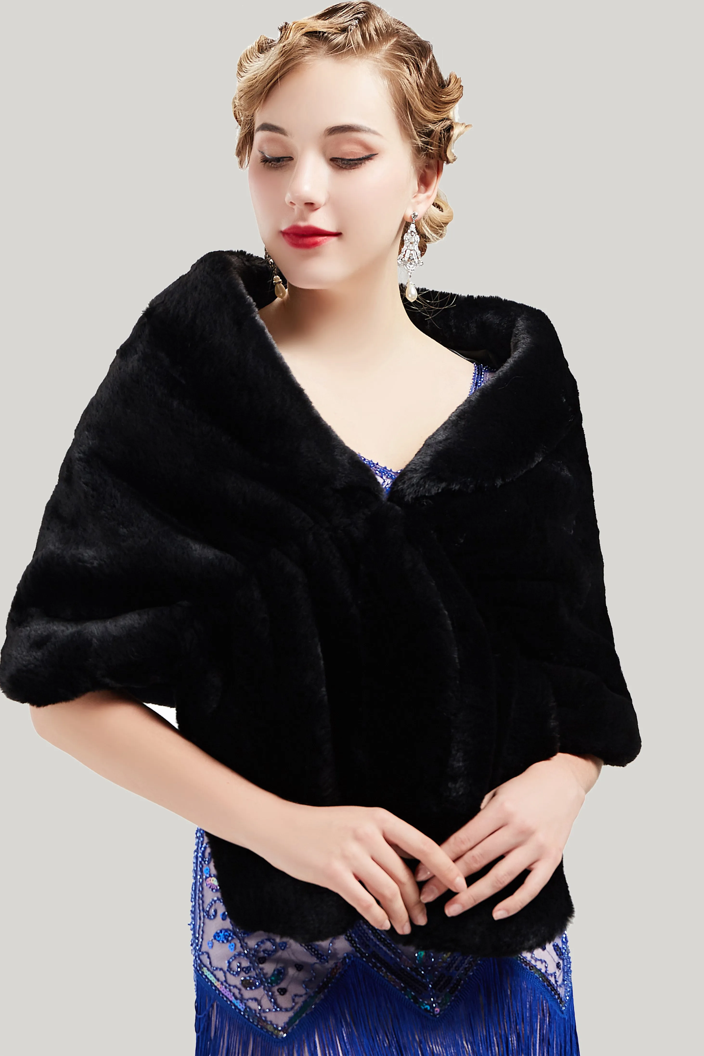 1920s Faux Fur Scarf Wrap Evening Cape