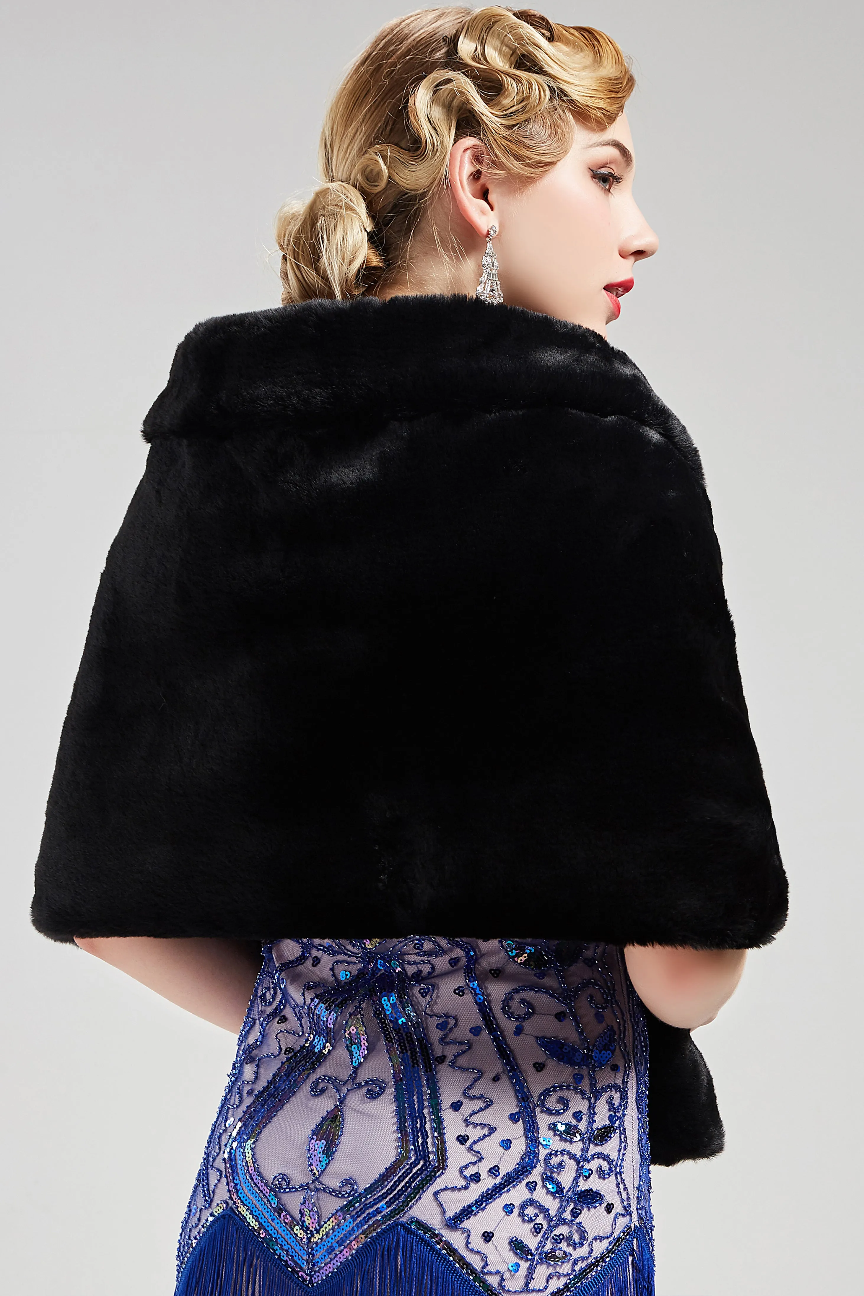 1920s Faux Fur Scarf Wrap Evening Cape