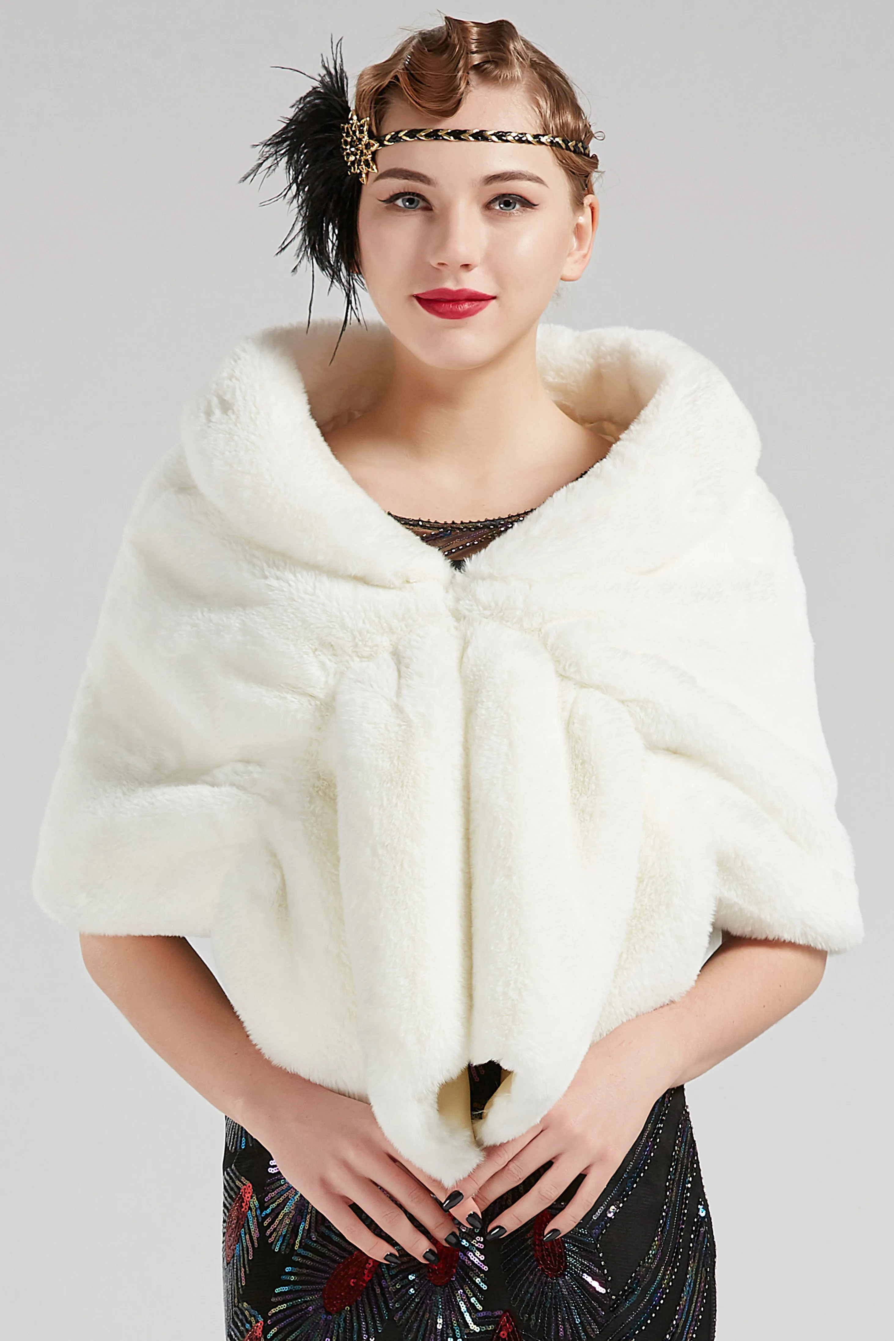 1920s Faux Fur Scarf Wrap Evening Cape