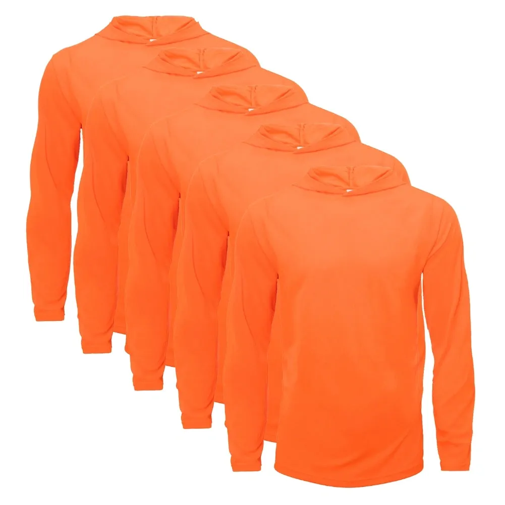 5 Pack Men’s Performance Long Sleeve T-Shirts with Hood