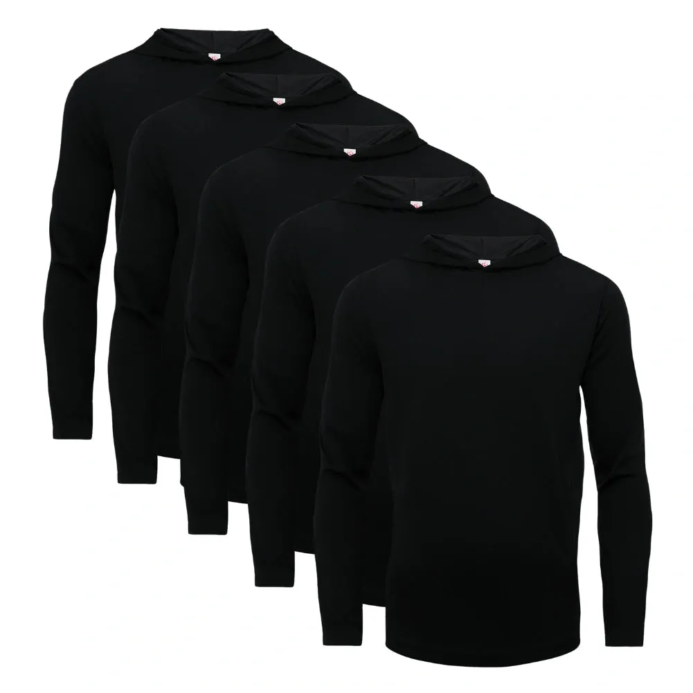 5 Pack Men’s Performance Long Sleeve T-Shirts with Hood