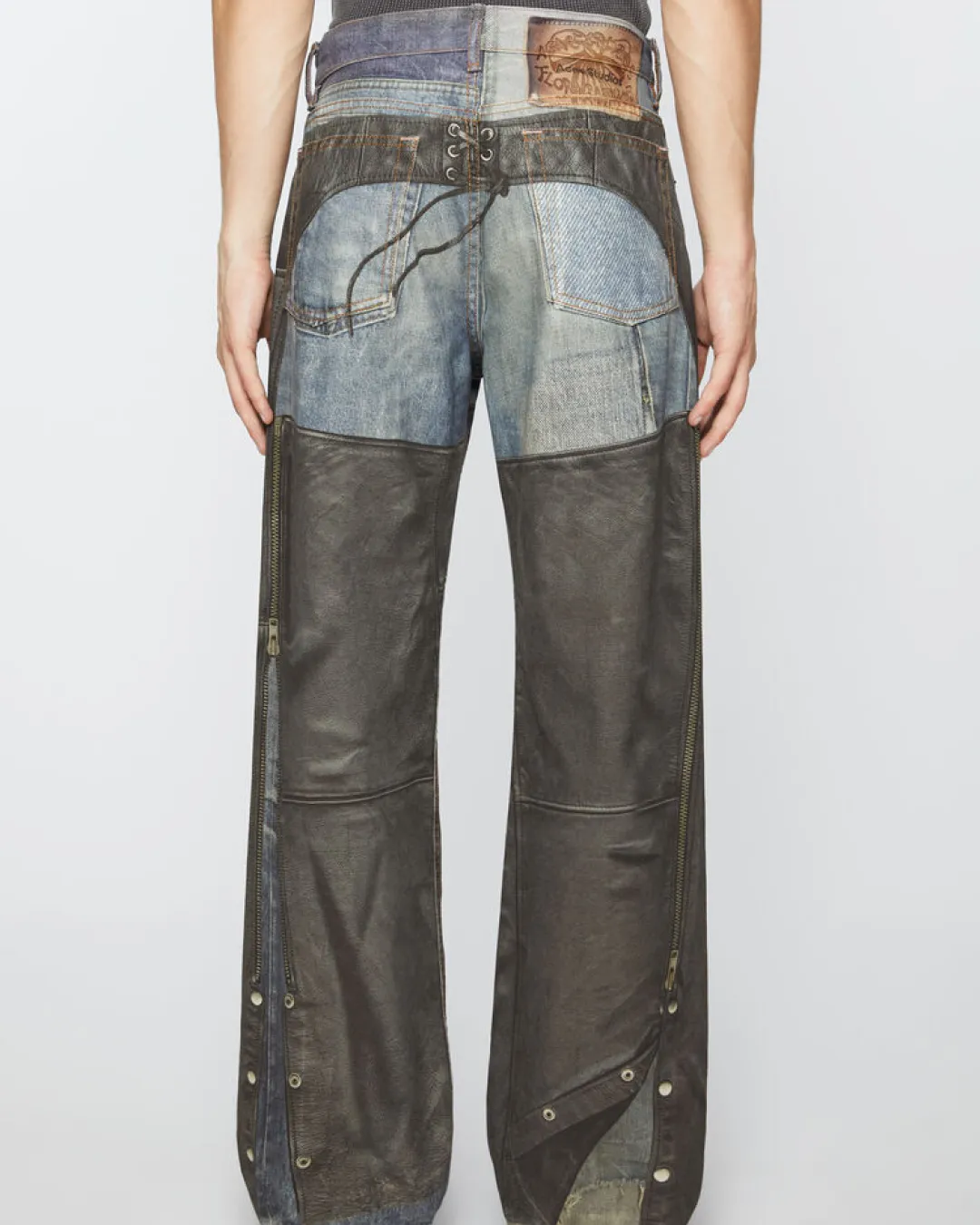 Acne Studios Leather Chaps Printed Jeans