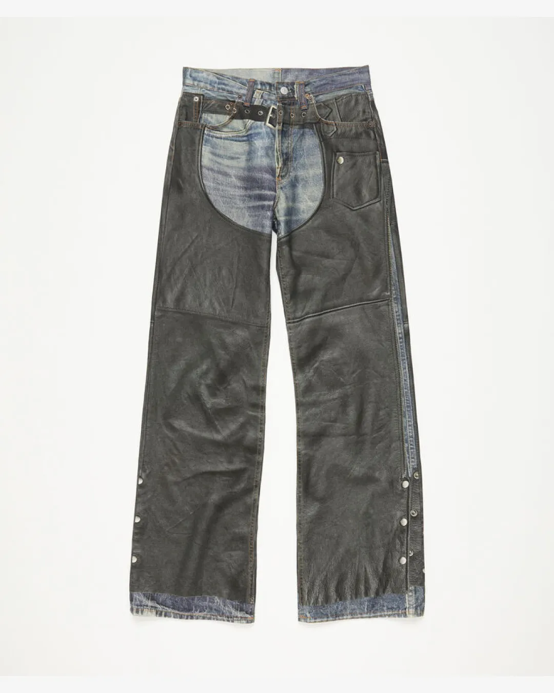 Acne Studios Leather Chaps Printed Jeans