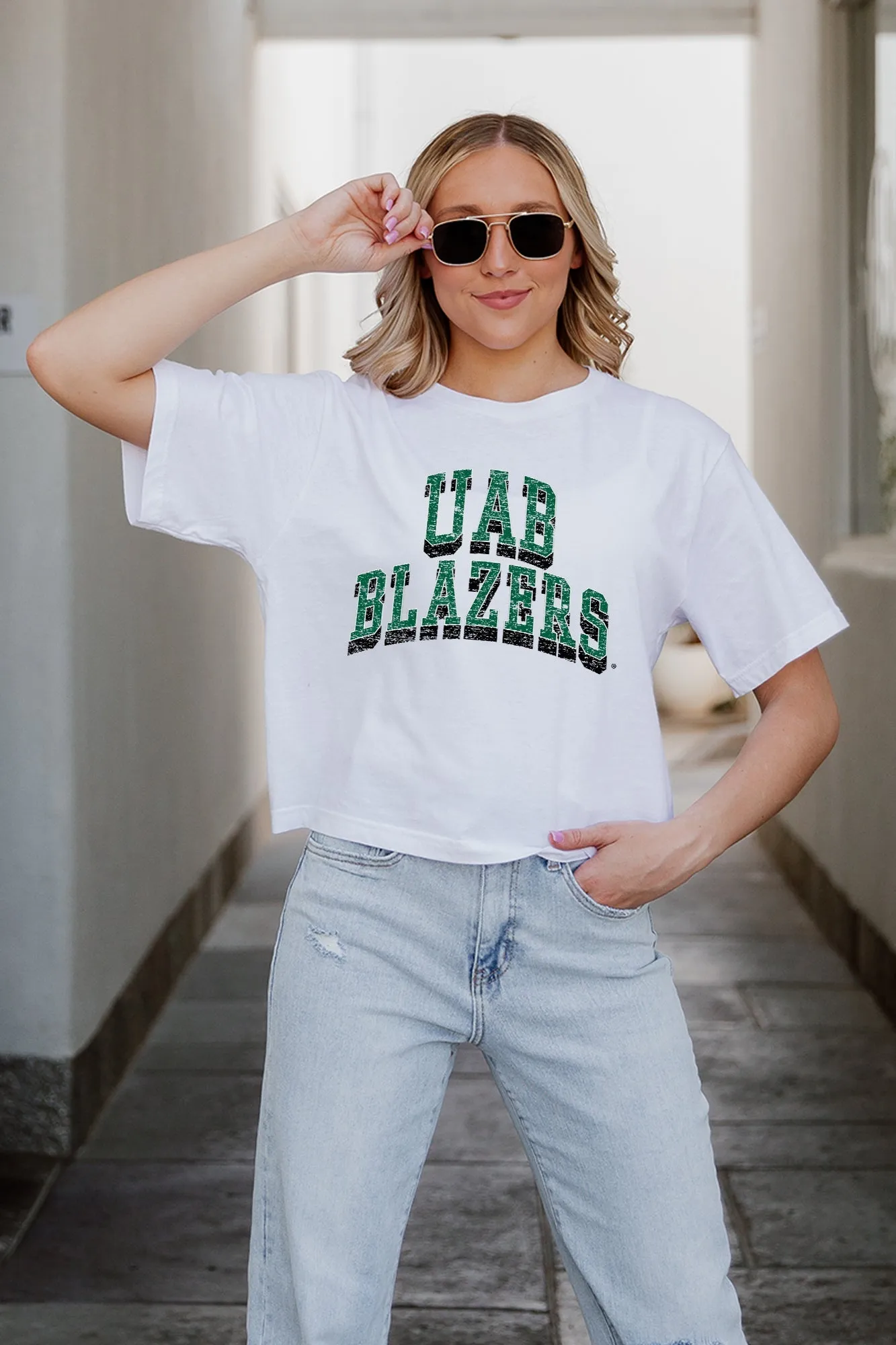 ALABAMA AT BIRMINGHAM BLAZERS CLAIM TO FAME BOXY FIT WOMEN'S CROPPED TEE