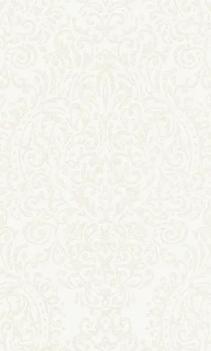 Amiata White Bold Metallic Damask 296203