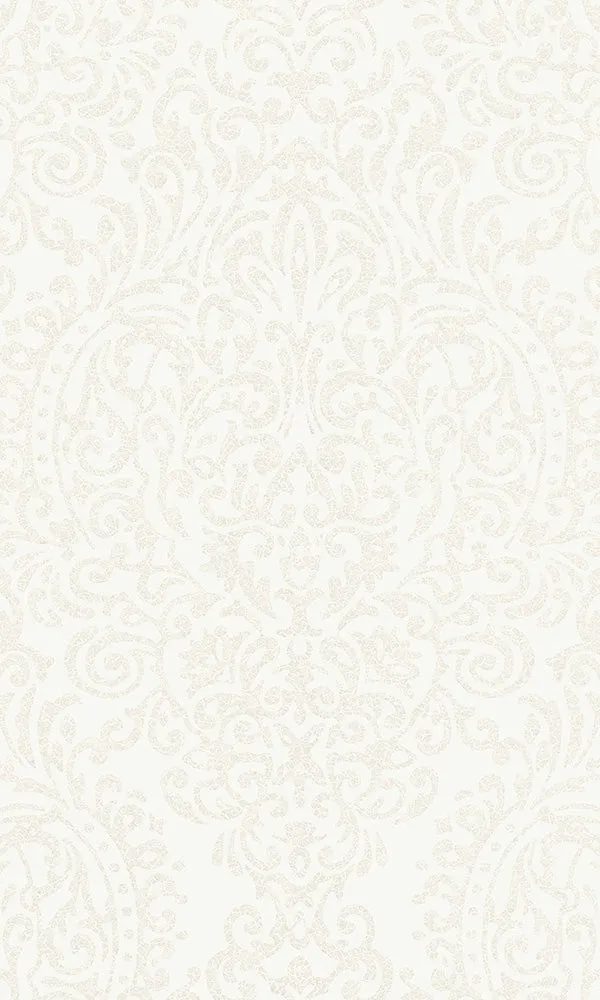 Amiata White Bold Metallic Damask 296203