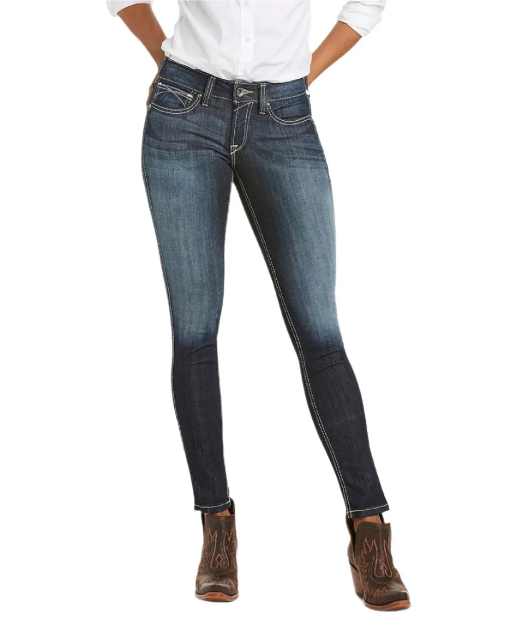 Ariat Womens Real Mid Rise Outseam Ella Skinny Jeans