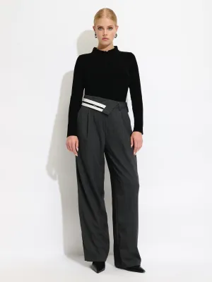 Asymmetrical Waistband Trousers