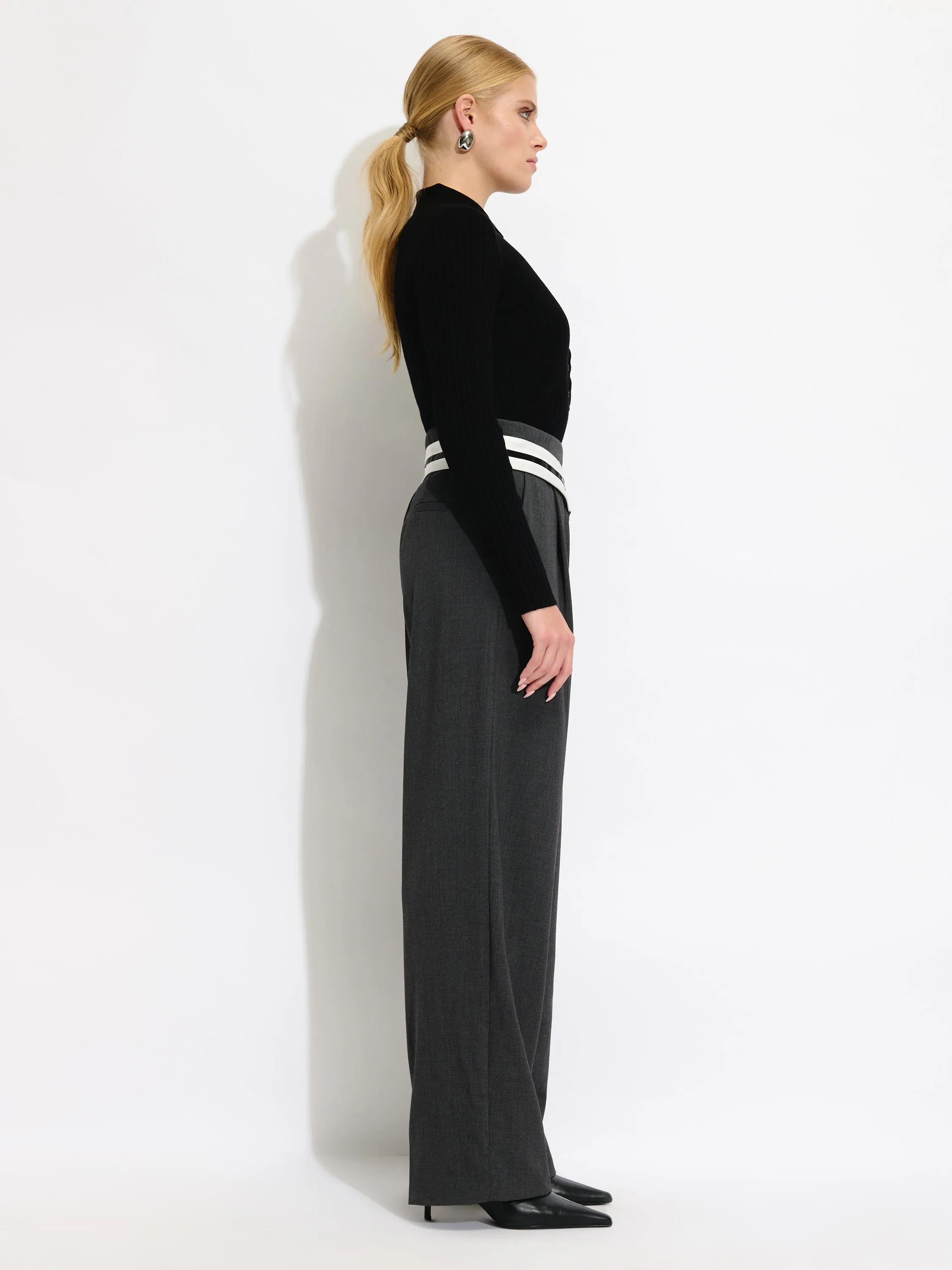 Asymmetrical Waistband Trousers