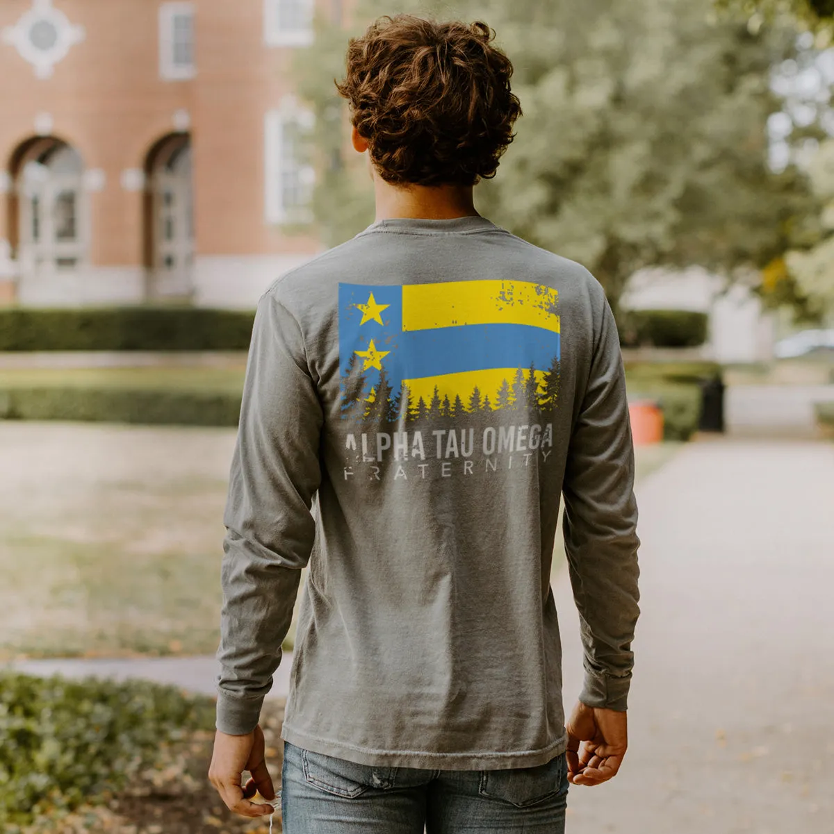 ATO Gray Comfort Colors Flag Long Sleeve Pocket Tee