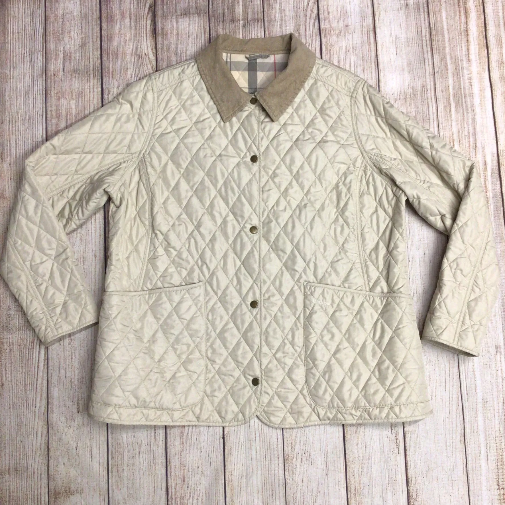 Barbour Cream Spring Annandale Quilted Jacket Size 22