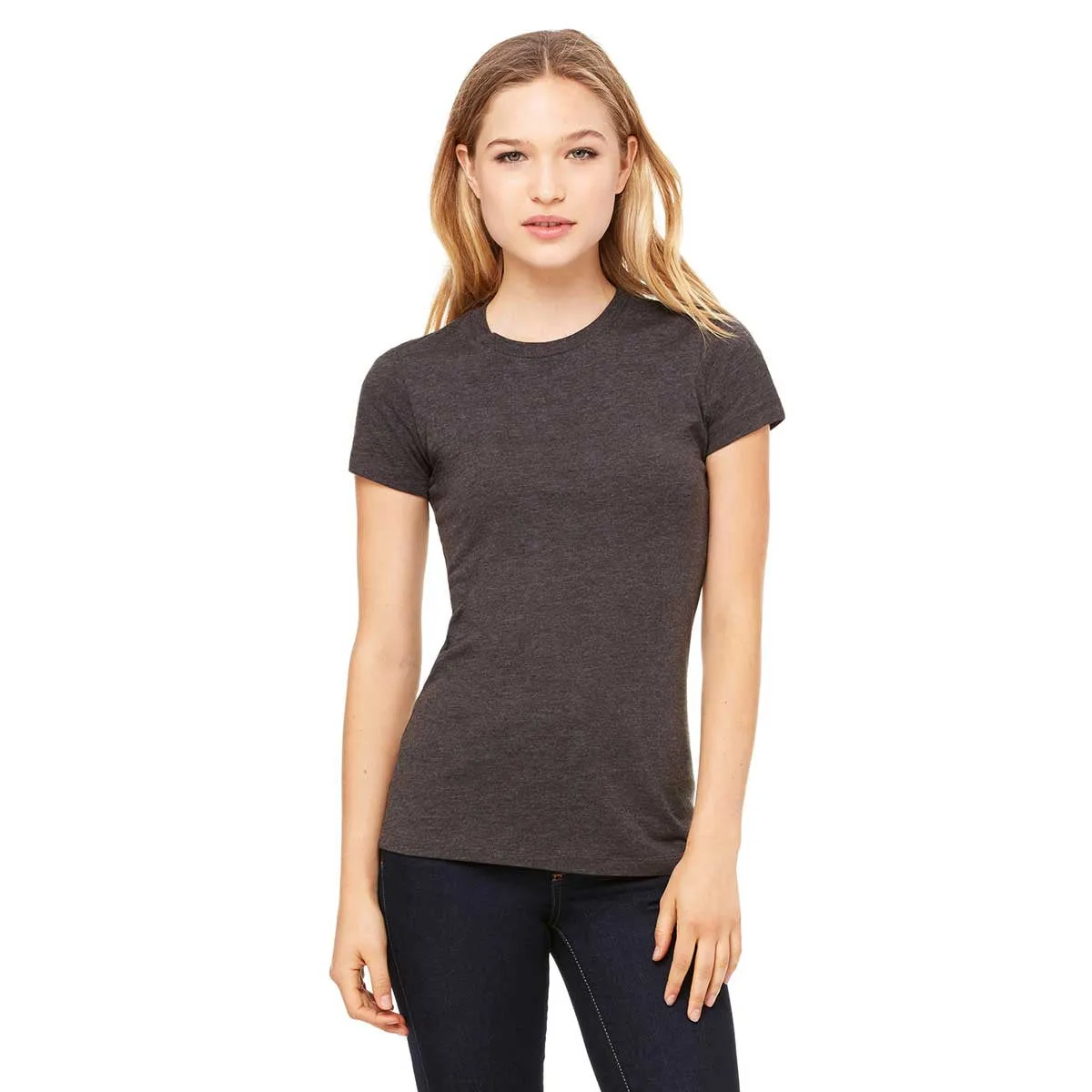 Bella   Canvas Women's Dark Grey Heather Jersey Short-Sleeve T-Shirt