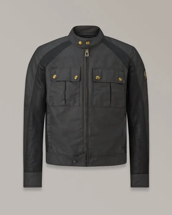 BELSTAFF TEMPLE WAXED COTTON MOTORCYCLE JACKET - BLACK