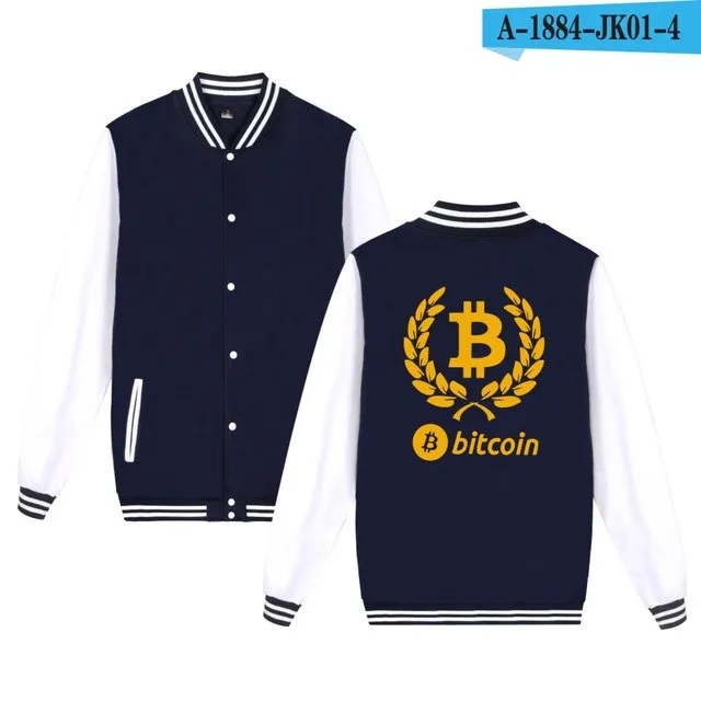 Bitcoin Baseball Jackets Sweatshirt Pullover Hoodies Men Fashion Autumn Virtual Currency Hoodies Men Casual Jackets