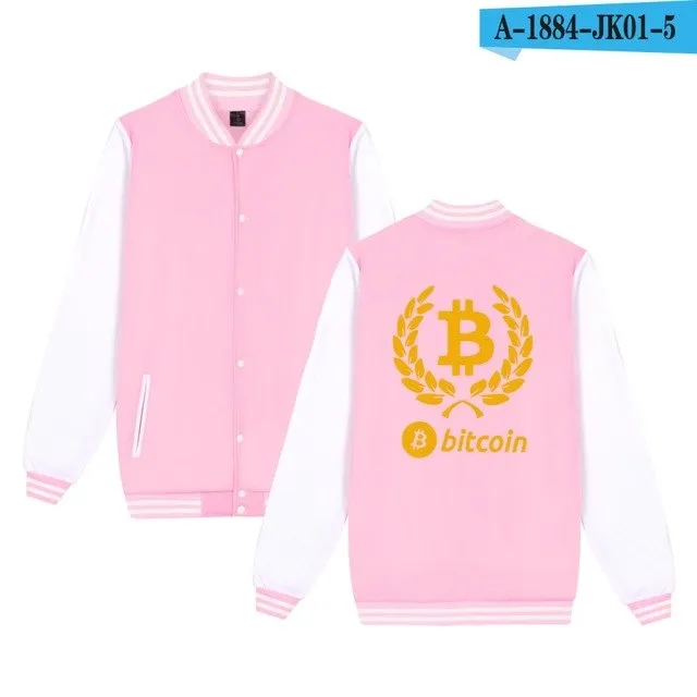 Bitcoin Baseball Jackets Sweatshirt Pullover Hoodies Men Fashion Autumn Virtual Currency Hoodies Men Casual Jackets