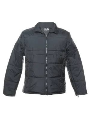 Black Classic Zip Front Puffer Jacket - L