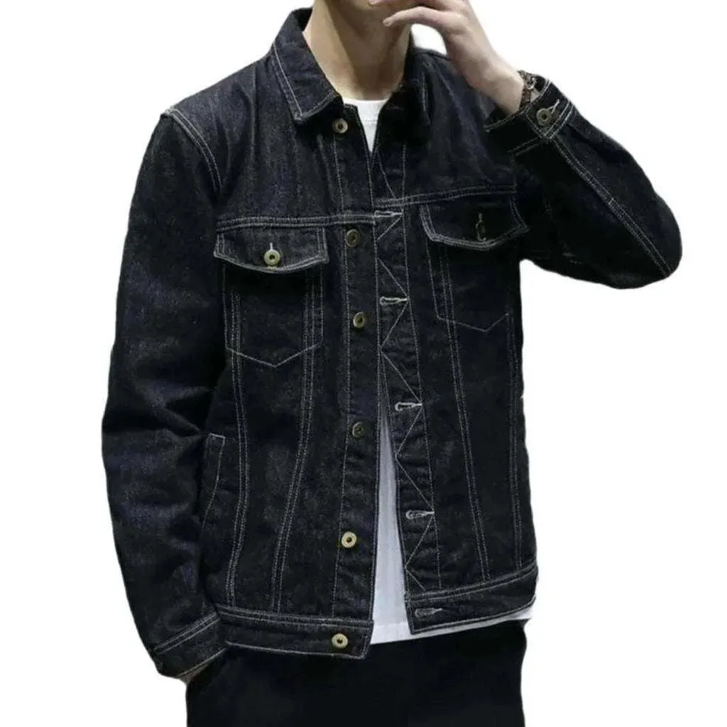 Black trucker men's denim jacket