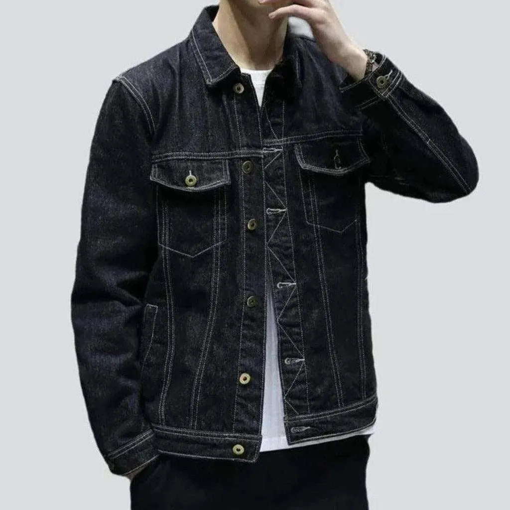 Black trucker men's denim jacket