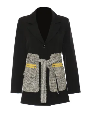 Black Tweed Pocket Blazer