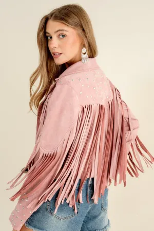 BLUE B Studded Fringe Open Western Jacket