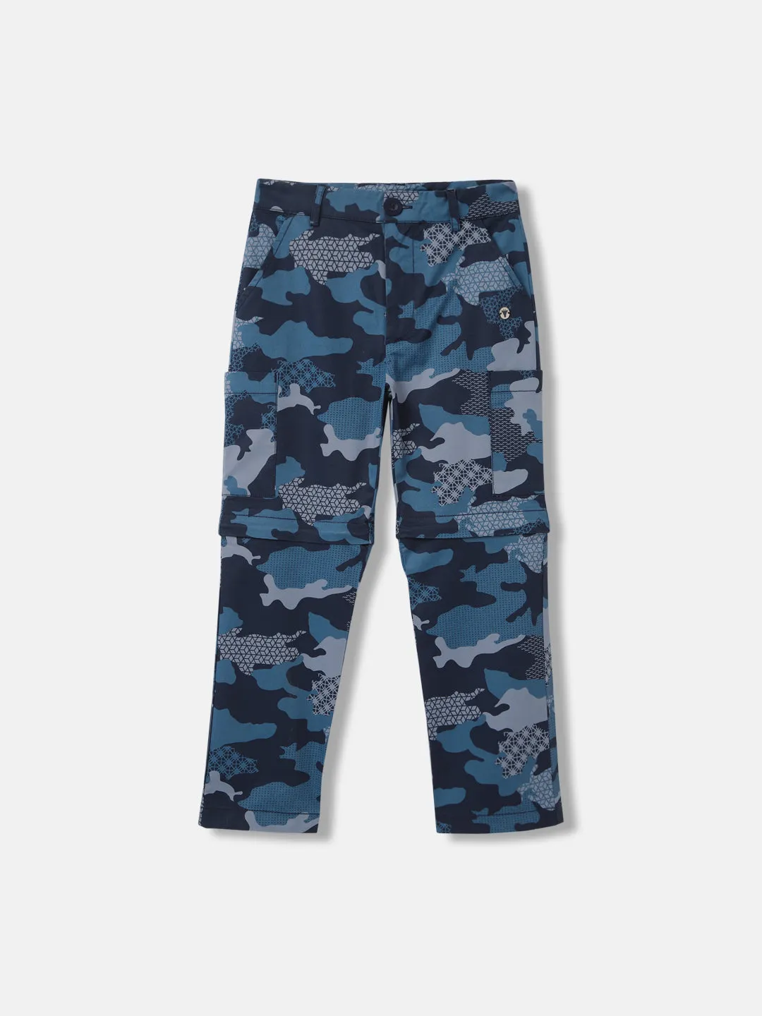 Blue Giraffe Boys Blue Printed Regular Fit Trouser