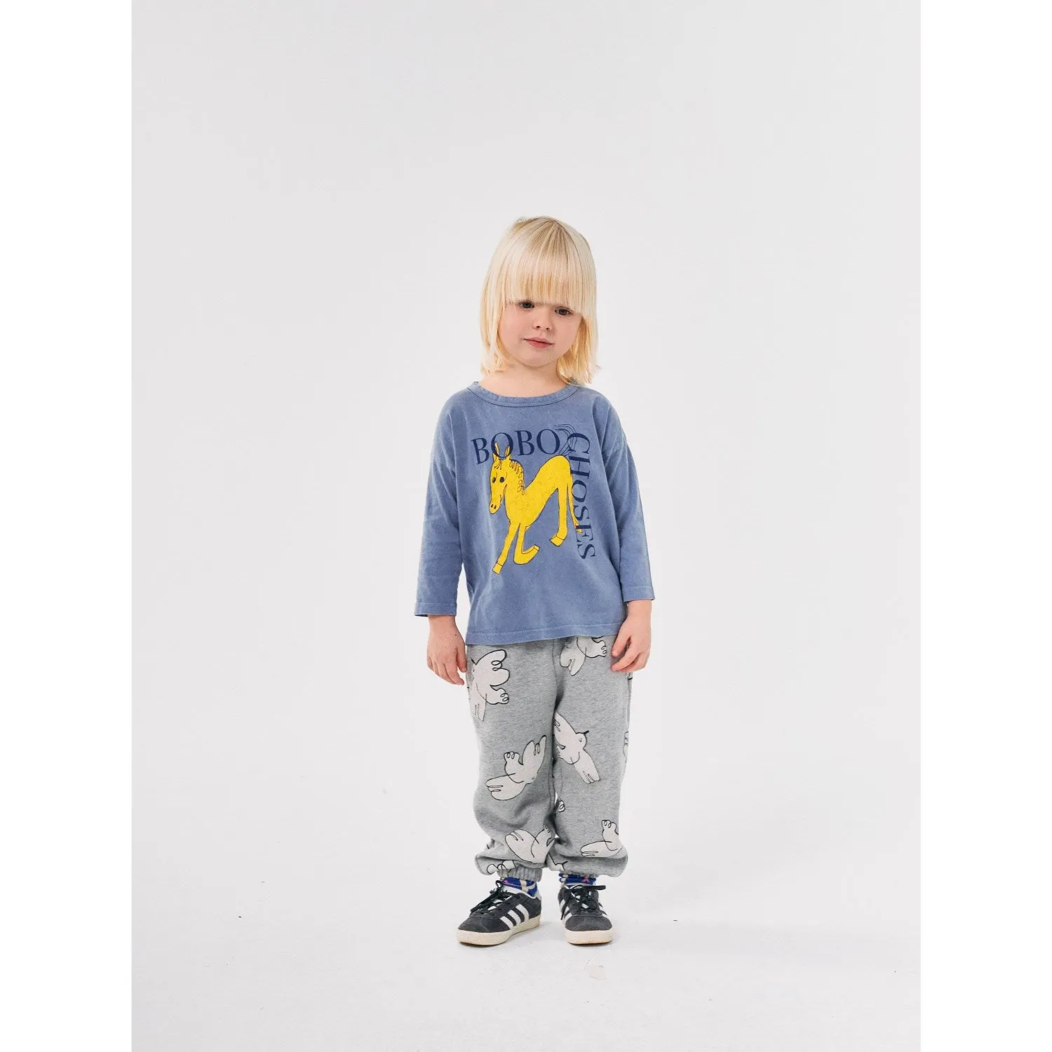 Bobo Choses Light Heather Grey Freedom Bird All Over JAndging Pants