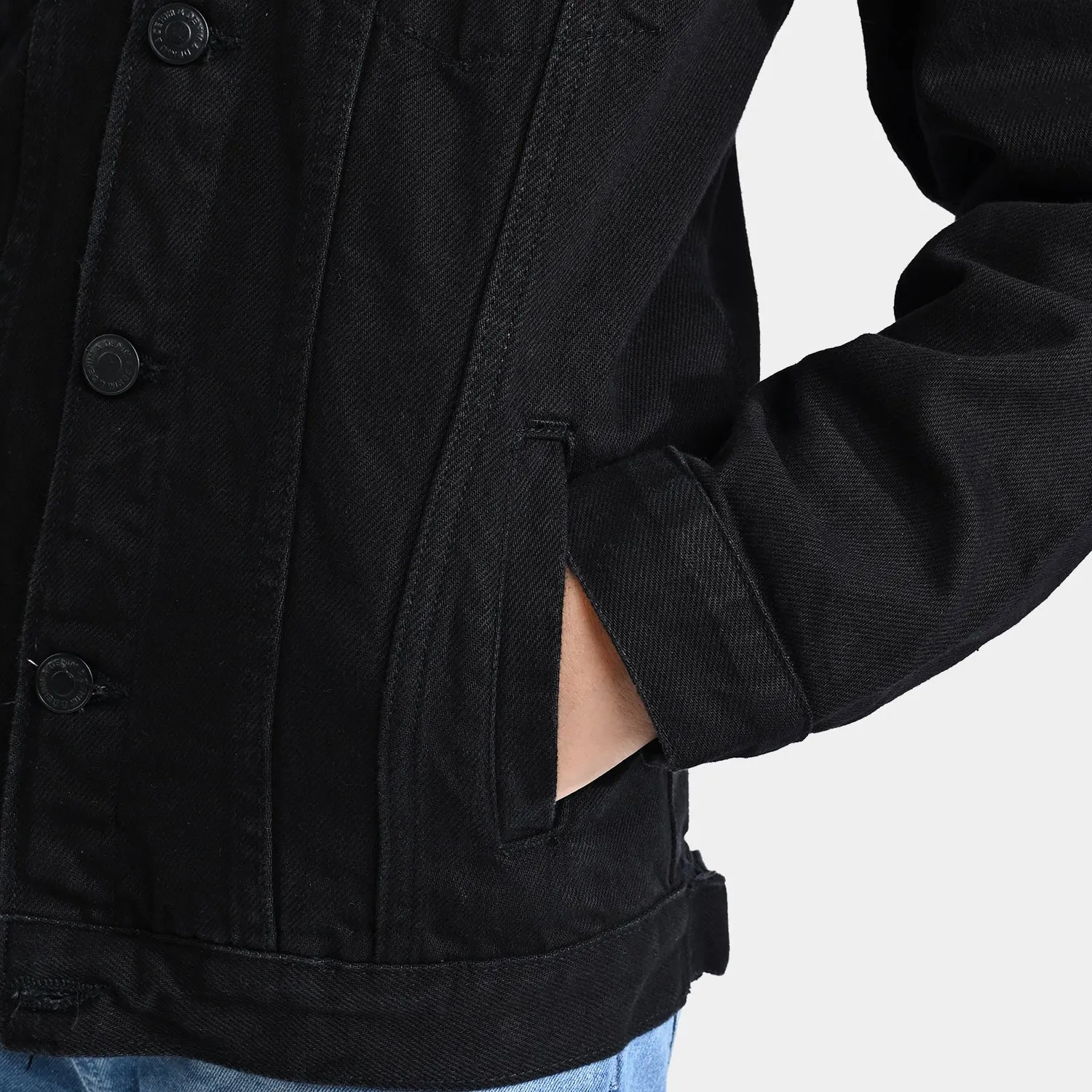 Boys Denim rigid Woven Jacket-BLACK