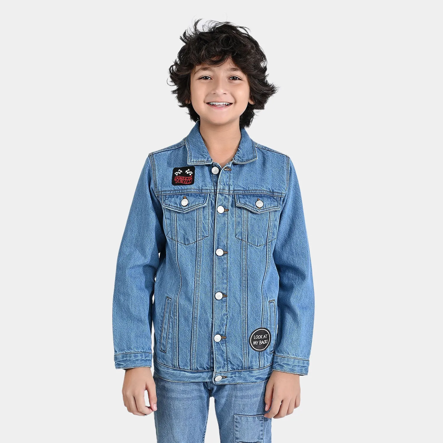 Boys Denim rigid Woven Jacket Hot Wheels-LT.Blue