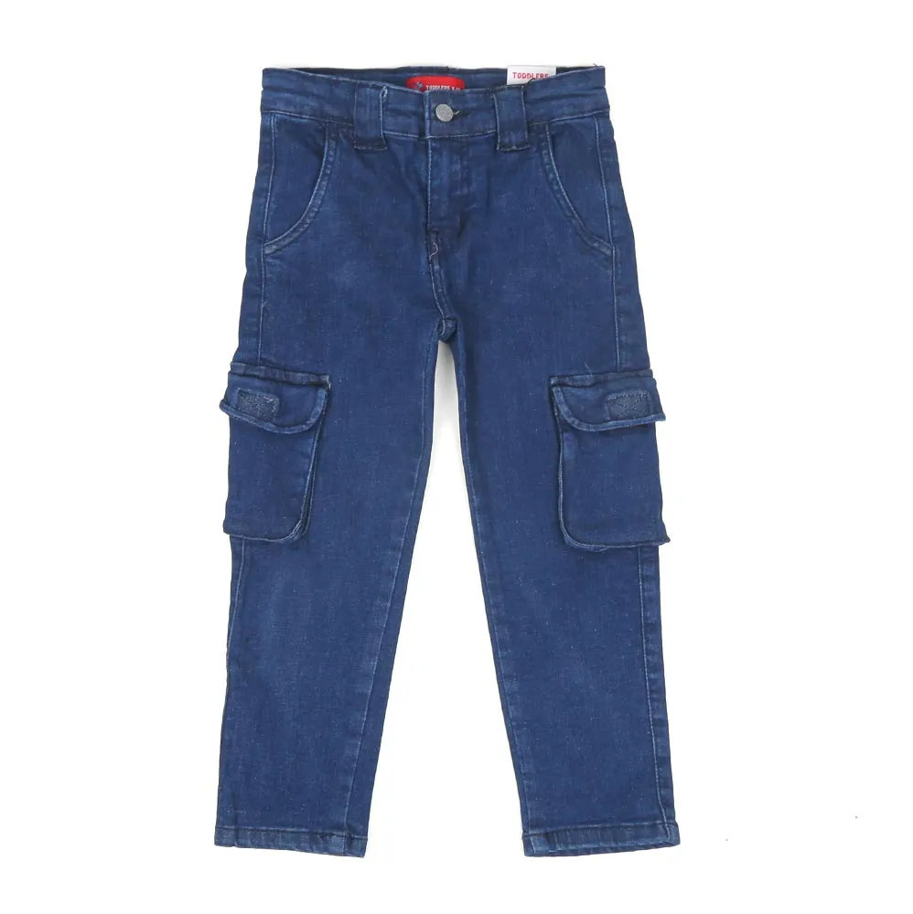 Boys Pant Denim Cargo Pockets - Lt Blue