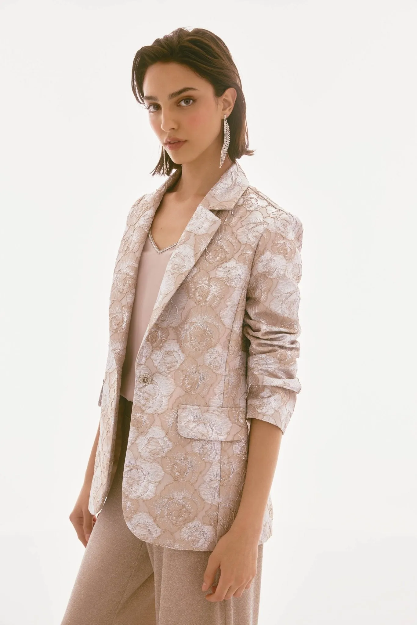 Brocade Floral Print Blazer