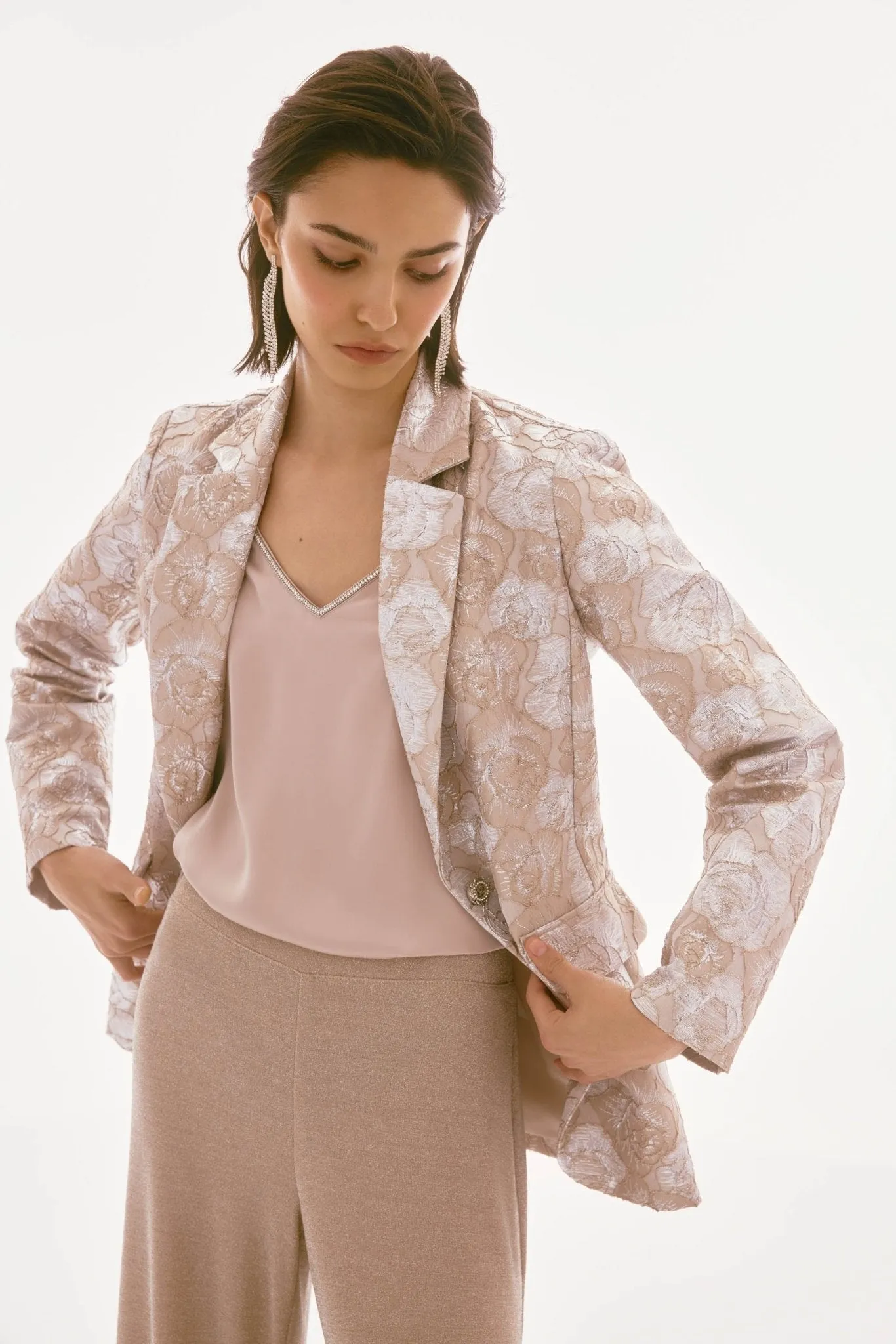 Brocade Floral Print Blazer