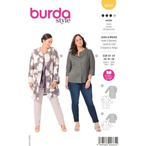 Burda Style Pattern 6034 Misses' Coat and Jacket B6034