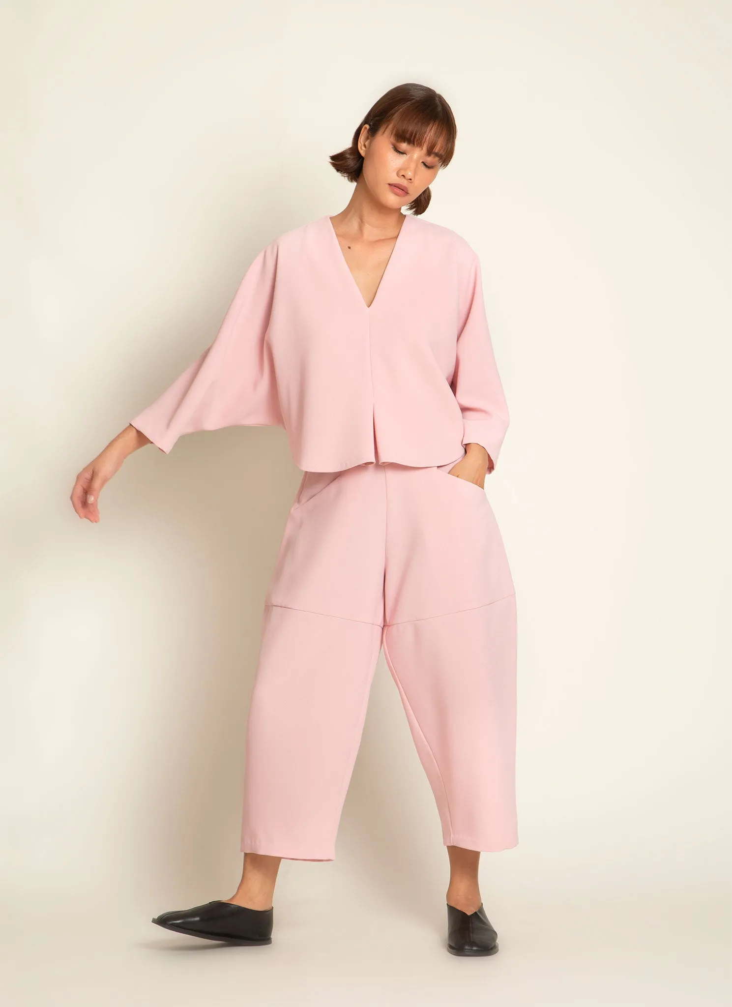 Cachuabi Tomato Tapered Billow Pocket Pant in Soft Pink