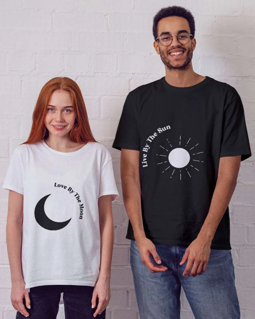 Celestial Couple T-Shirts - Live by the Sun, Love by the Moon