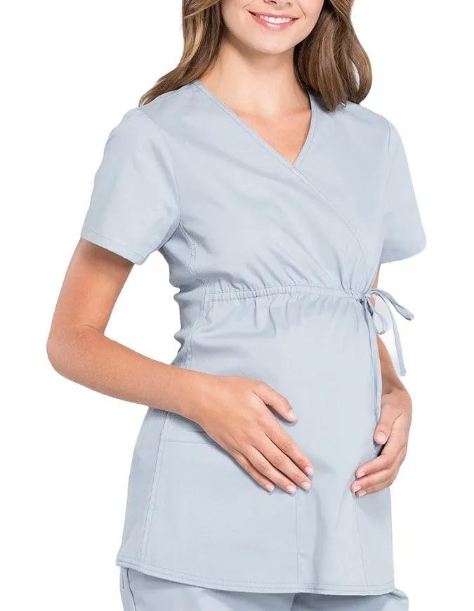 Cherokee Workwear Professionals Women's Maternity Mock Wrap Top