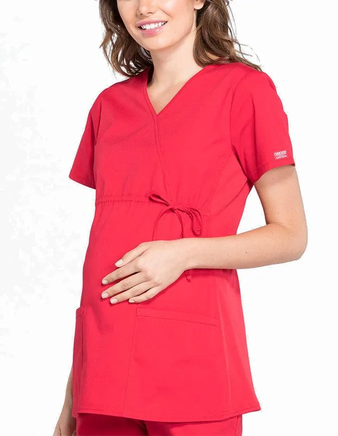 Cherokee Workwear Professionals Women's Maternity Mock Wrap Top