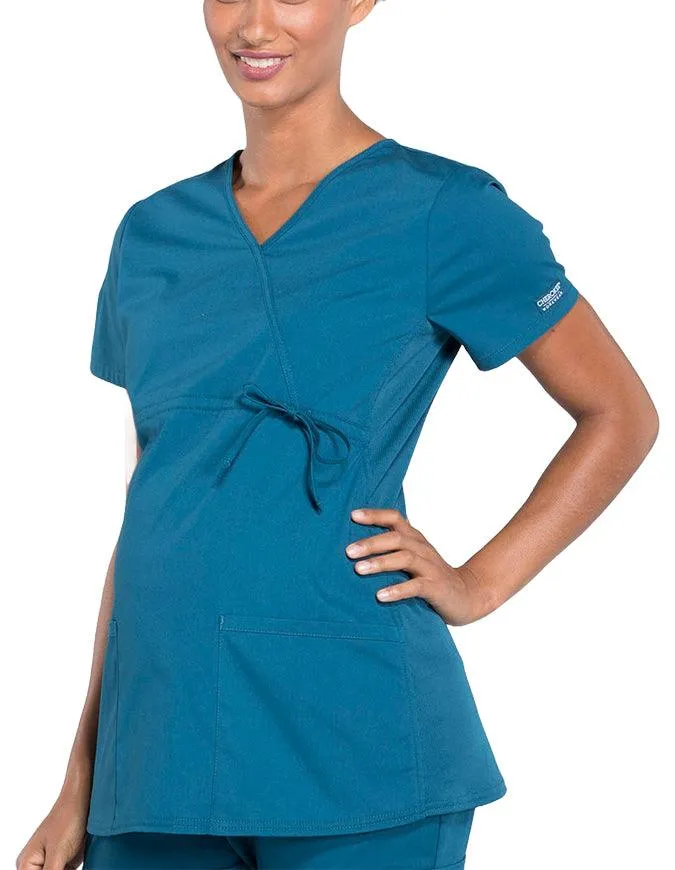 Cherokee Workwear Professionals Women's Maternity Mock Wrap Top