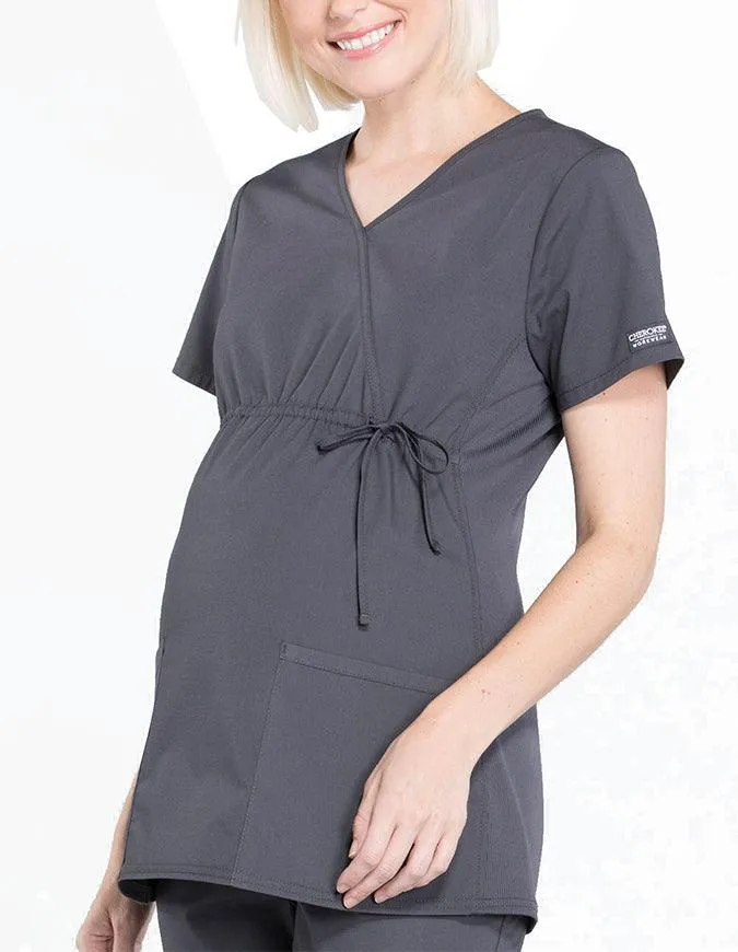 Cherokee Workwear Professionals Women's Maternity Mock Wrap Top