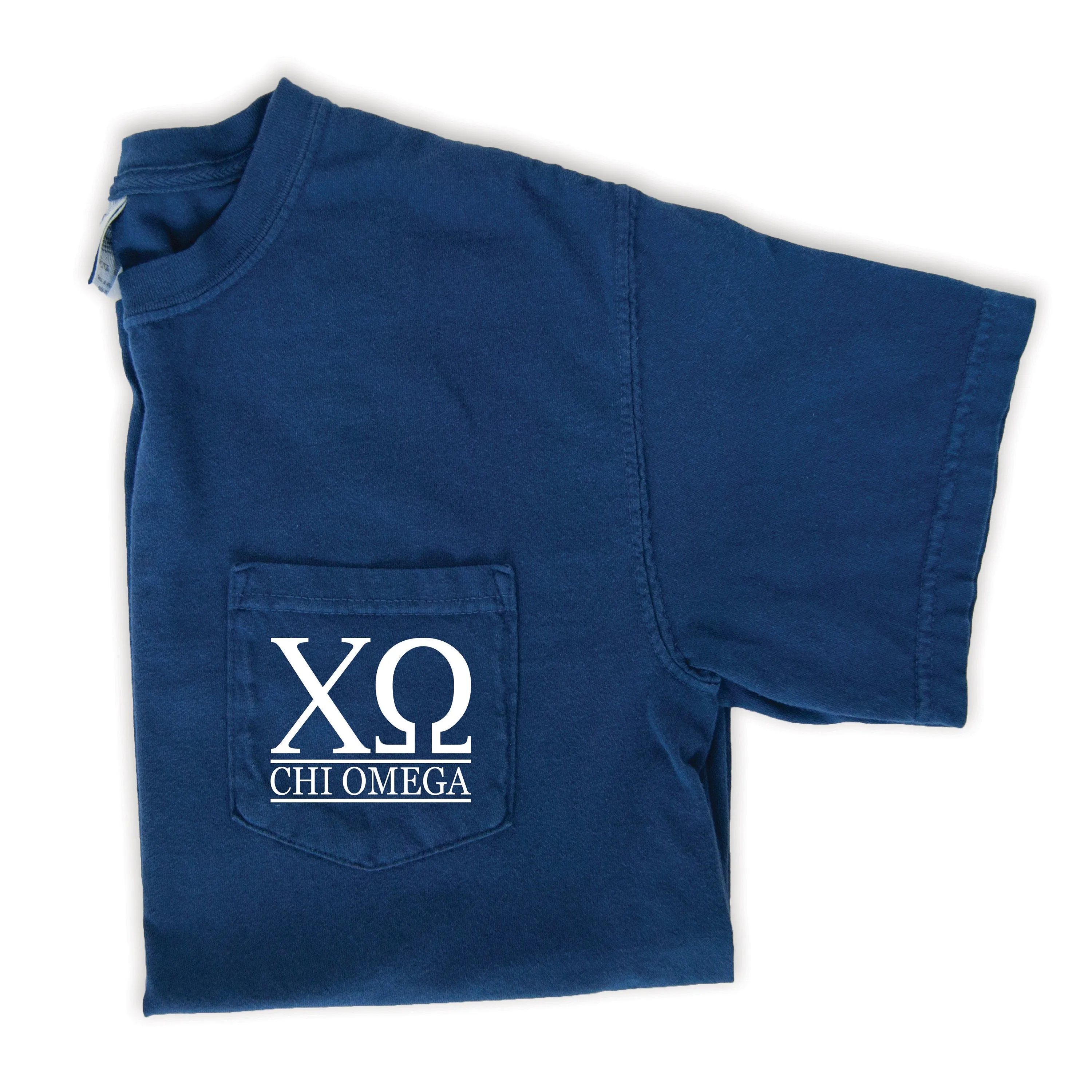 Chi Omega Block Letters T-Shirt - Navy