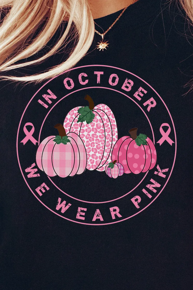 Circle Pumpkins In October We Wear Pink Heavy-weight Crew Sweatshirt