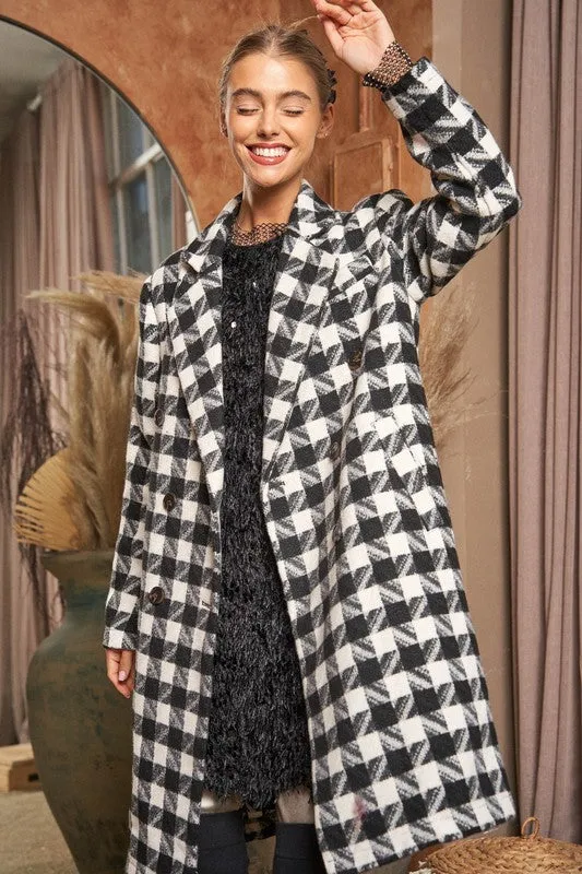 Davi & Dani Textured Knit Tweed Double Button Coat Jacket