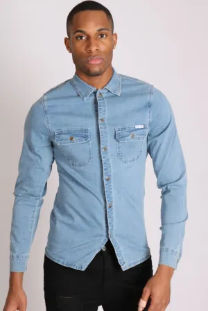 Denim Stonewash Muscle Fit Shirt