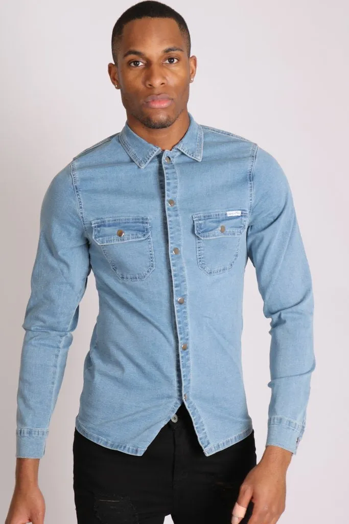 Denim Stonewash Muscle Fit Shirt