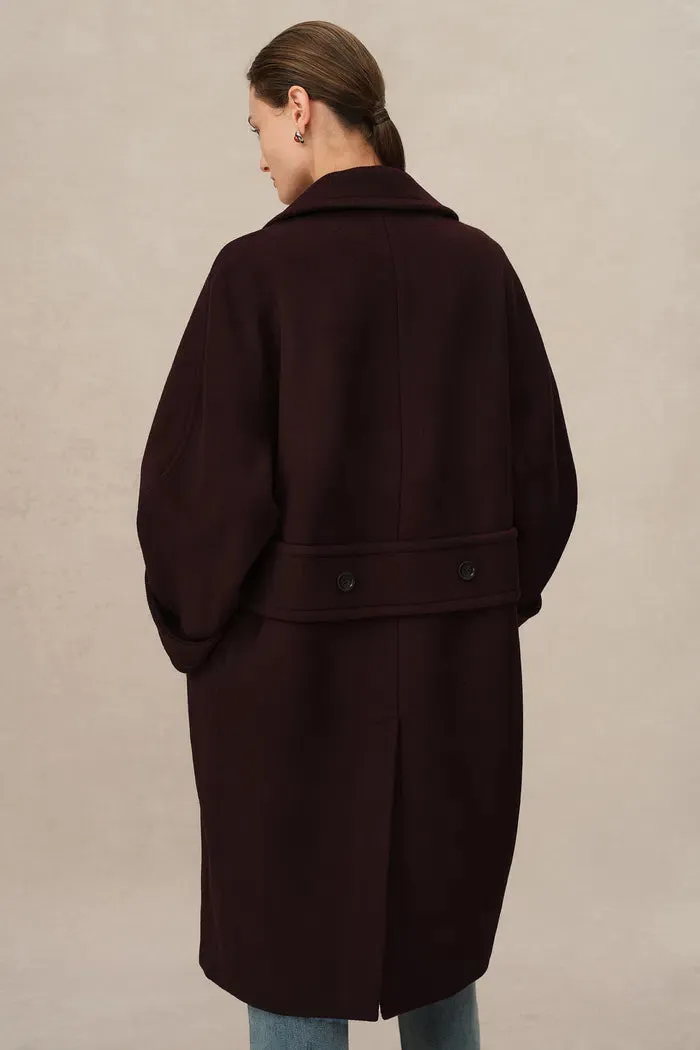 Emma Sailor Collar Oversized Coat in Merino Wool Single-Face Cloth