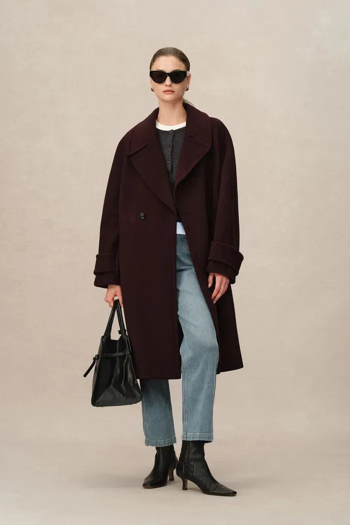 Emma Sailor Collar Oversized Coat in Merino Wool Single-Face Cloth