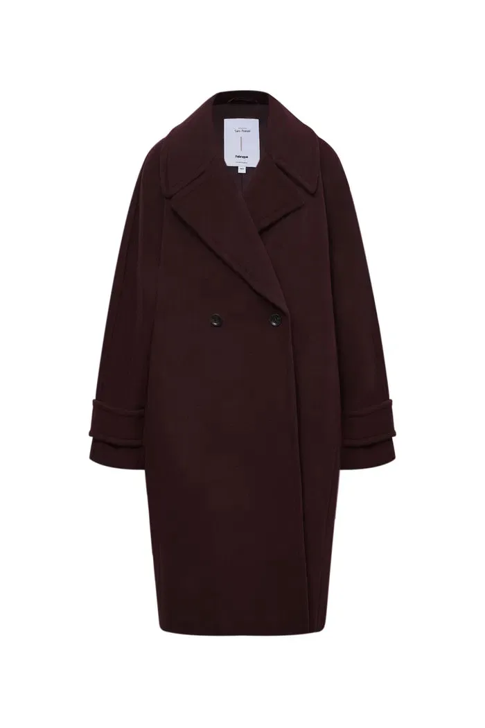 Emma Sailor Collar Oversized Coat in Merino Wool Single-Face Cloth