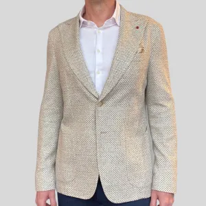 Exploded Birdseye Patch Pocket Peaked Blazer - Taupe