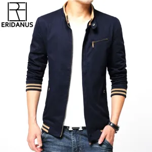 Fashion Male Jackets Solid Stand Collar Zipper High Quality Jacket