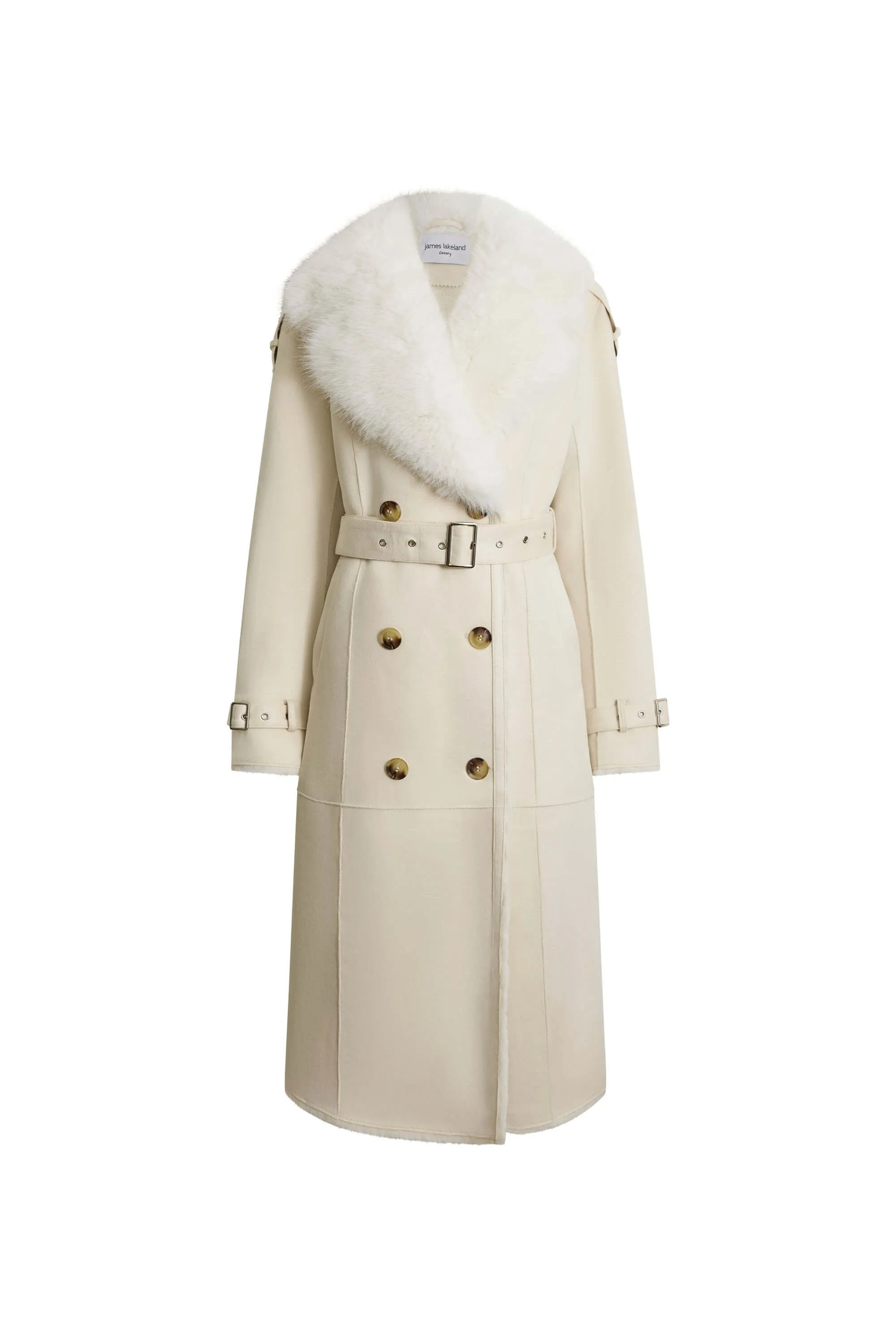 Faux Fur Suede Beige Coat